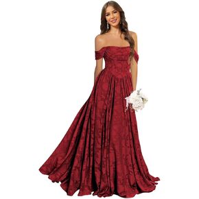 BOLENSYE Floral Bridesmaid Dresses Long Formal Dress Off the Shoulder A Line Ruffles Evening Party Gown for Women in Kuwait