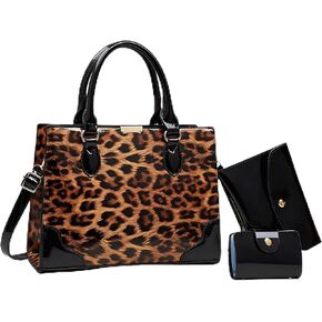 مجموعة حقيبة هوبو للنساء بطبعة جلد الفهد مع سوار معصم - محفظة كتف كاجوال من جلد البولي يوريثان للاستخدام اليومي والعمل والسفر in Kuwait