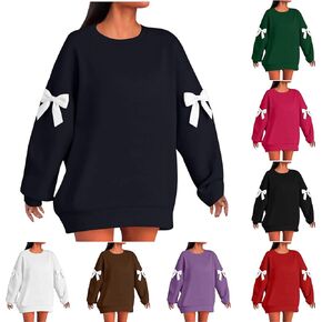 Women Oversized Sweatshirts Plus Size Fashion Bow Drop Shoulder Long Sleeve Comfy Pullover Sweatshirt Fall Outfits in Kuwait