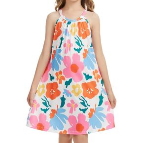 ANYFITTING Girl's Halter Neck Sleeveless Summer Dress Sundress Flowy Dress for 5-12 Years 2026 in Kuwait