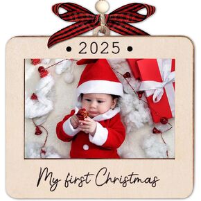 Babys First Christmas Ornament 2025 Girl And Boy - Wooden Portrait Picture Frame Ornaments For Tree - My First Christmas Ornament - Photo Frame Ornaments - Baby's First Christmas Gifts 2025 in Kuwait