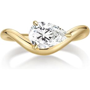 ASHINE 14K Gold Plated Wavy Engagement Ring for Women | Pear Solitaire Cubic Zirconia Wedding Rings Promise Ring | Statement Finger Jewelry for Women in Kuwait