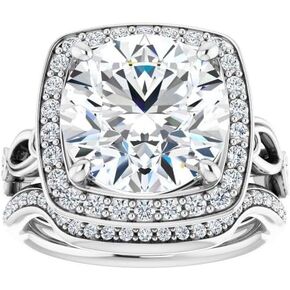 5.00 CT Round Cut VVS1 Moissanite Engagement Halo Ring, Vintage Inspired Diamond Wedding Ring Set for Women/Her, 10K/14K/18K Solid White Gold Handmade Bridal Set Ring in Saudi Arabia