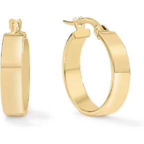 أقراط دائرية واسعة من الذهب عيار 14 قيراط للنساء، ذهب أصفر ولونين، 3/4 بوصة - 1 بوصة، أقراط دائرية واسعة، مختومة بالذهب الحقيقي للأصالة in Kuwait