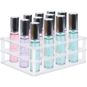 12-Space Rollerball Perfume Organizer, Clear Acrylic Perfume Holder & Display Stand, Lip Gloss Organizer, Beauty Fragrance Storage for Dresser in Kuwait