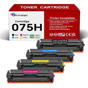 مجموعة خرطوشة حبر عالية الإنتاجية 075/075H بديلة لحبر Canon 075 / 075H /CRG-075 متوافقة مع طابعات Canon ImageCLASS LBP640 LBP646Cdw LBP647Cdw MF660 MF665Cdw MF663Cdw MF662Cdw in Kuwait