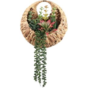 Fake Plants Hanging Artificial Succulents Plants in Woven Basket, Faux String of Pearls Greenery Plants for Living Room Bathroom Boho Wall Decor in Saudi Arabia