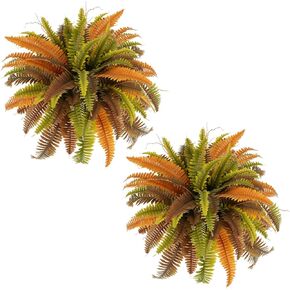 35" Artificial Boston Fern Bush Plant, 2 Faux Ferns for Outdoors Large, Fake Ferns Realistic Artificial Plants with 39 Fronds for Garden Porch Patio Home Office Living Room Decor Green in Kuwait