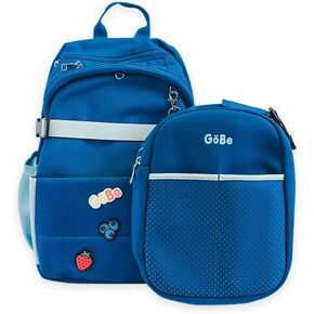 GoBe Kids Travel Backpack with Lunchbag Combo – Washable, Lightweight Luggage Backpack with Customizable Patches, Preschool, Kindergarten - Durable For Travel, School, Airplane, Ages 3-8, Blue in Kuwait