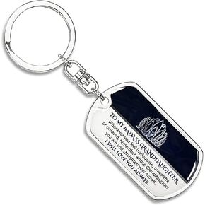 KINTAN Keepsake for Granddaughter Keychain, to My Badass Granddaughter Keychain, Stainless Steel Dog Tags Keychain, Granddaughter Gifts from Grandma Grandpa (Silver,Granddaughter) in Saudi Arabia