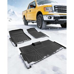 CreekT® All Weather Floor Mats for Ford F150 2010-2014 SuperCrew/Crew Cab (Only for 1st Row Bucket Seat), Heavy Duty Waterproof Car Truck Rubber Floor Mats Fit for Ford F-150 XL, XLT Accessories in Kuwait