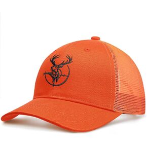 Orange Deer Hunting Hat Hunting Gifts Gear Accessories Stuff for Men Father's Day Christmas Birthday Gifts for Dad Husband Grandpa Trucker Hat Snapback Baseball Cap in Saudi Arabia