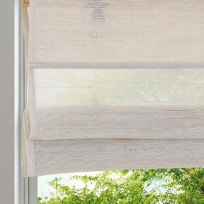 LANTIME ظلال رومانية لاسلكية للنافذة، ستائر نوافذ منسوجة من الكتان الطبيعي النقي من الكتان الطبيعي، ظلال نافذة معتمة مبطنة سهلة التركيب لباب المطبخ المنزلي، ليون in Kuwait
