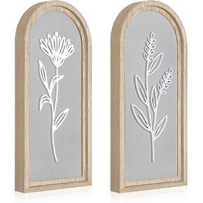 Parlor Boudoir 3D Wooden Floral Wall Art, Sage Green Boho Wall Decor, Rustic Farmhouse Hanging for Bathroom, Bedroom, Living Room or Kitchen (Set of 2) in Saudi Arabia