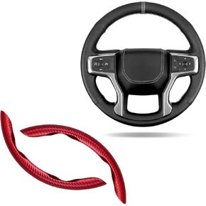 غطاء عجلة القيادة لـ Acura MDX، أغطية عجلة القيادة لملحقات السيارة للنساء والرجال، مقبض من ألياف الكربون مضاد للانزلاق، تصميم مقسم من قطعتين، حجم قياسي (14.5 بوصة - 15 بوصة - أحمر) in Kuwait