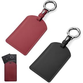 حامل بطاقة مفتاح لـ Tesla، حامل مفاتيح بطاقة من جلد الغزال مكون من قطعتين، يناسب الموديل 3/Y/S/X (أخضر + برتقالي) in Kuwait