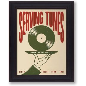 OMANI Retro Disco Music Canvas Wall Art (8x10in Vintage Frame) Vintage Vinyl Record Posters Trendy 90s Abstract Watercolor Painting Funny Bar Cart Decor For Music Room Bar Bedroom Dorm Wall Decor in Saudi Arabia