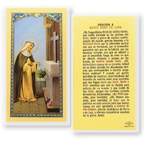 Gifts by Lulee, LLC Saint Rose of Lima Santa Rosa de Lima Lavender Rosary with Amethyst Pater Noster Capped Beads Silver Plated Bezel Centerpiece with Color Image and a Prayer Card English or Spanish in Kuwait