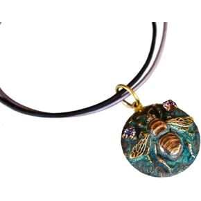 Elaine Coyne Collectible Artwear Verdigris Patina Queen Bee Pendant - European Crystals in Kuwait