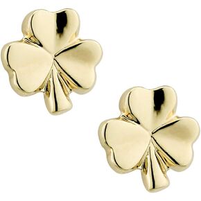 Small Shamrock Earrings Studs Yellow Gold Plated Made in Ireland in Kuwait