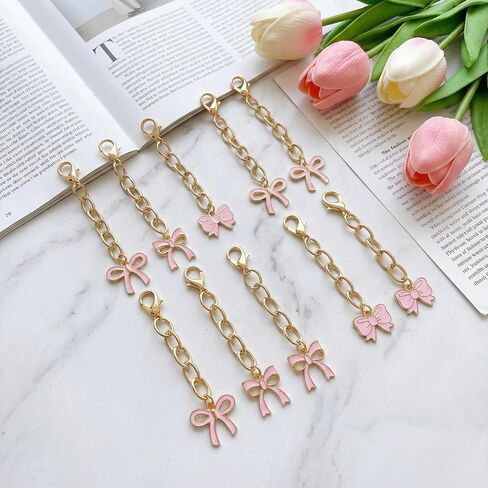 9 قطع سلسلة مفاتيح على شكل فيونكة وردية، سلسلة مفاتيح على شكل فيونكة، سحر على شكل فيونكة لمحفظة النساء، لا تتلف بسهولة ومناسبة لمستلزمات حفلات أعياد الميلاد (3 أنماط) in Kuwait