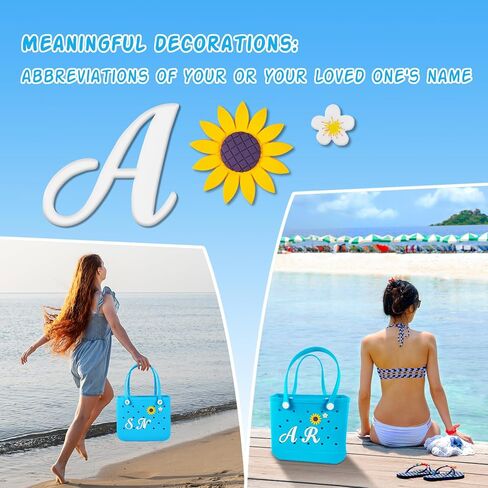 Hikkcos Letter Charms for Bogg Bag Flowers Accessories for Bogg Bag Insert Decorative alphabet charm for Handbag Beach Tote Bag in Saudi Arabia
