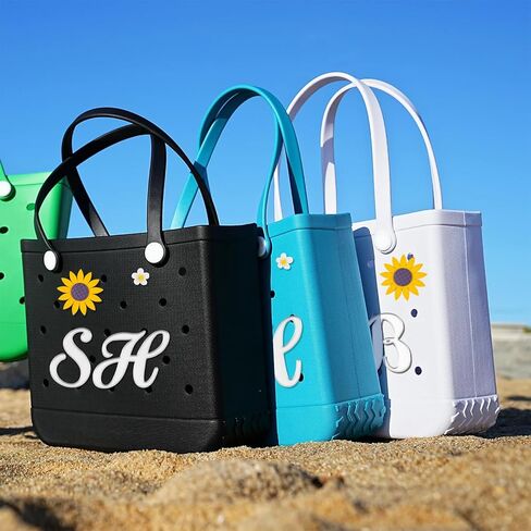 Hikkcos Letter Charms for Bogg Bag Flowers Accessories for Bogg Bag Insert Decorative alphabet charm for Handbag Beach Tote Bag in Saudi Arabia