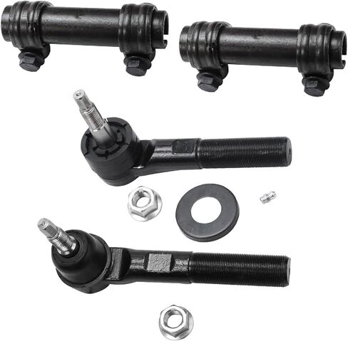 محور ديترويت - 4WD أمامي 12 قطعة مجموعة تعليق المحاور U-Joint لـ 03-08 Dodge Ram 2500 3500، محاور U-Joint وصلات كروية خارجية وقضبان ربط داخلية ضبط الأكمام 2003 2004 2005 2006 2007 2008 استبدال in Saudi Arabia