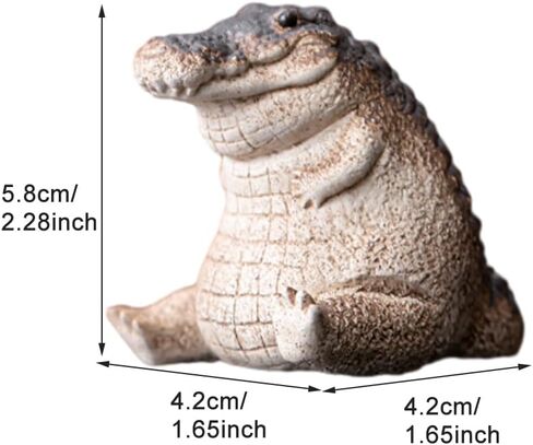 EMVANV Alligator Baby Statue Ornament,Crocodile Figurine Resin Animal Sculpture Tea Set Accessories Desk Pet for Tea Enthusiasts Lovers Tearoom presents(black+beige) in Kuwait