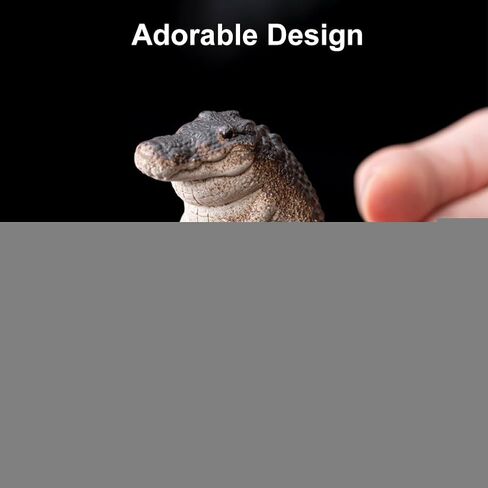 EMVANV Alligator Baby Statue Ornament,Crocodile Figurine Resin Animal Sculpture Tea Set Accessories Desk Pet for Tea Enthusiasts Lovers Tearoom presents(black+beige) in Kuwait