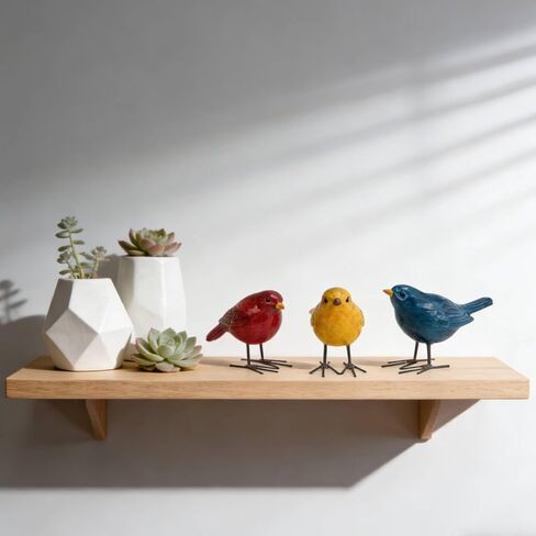 DiliComing Bird Figurines Home Decor - 3 Pcs Small Resin Animal Statues, Decorative Colorful Birds Sculpture for Shelf Desk Garden Decorations, Gift for Bird Lover in Kuwait
