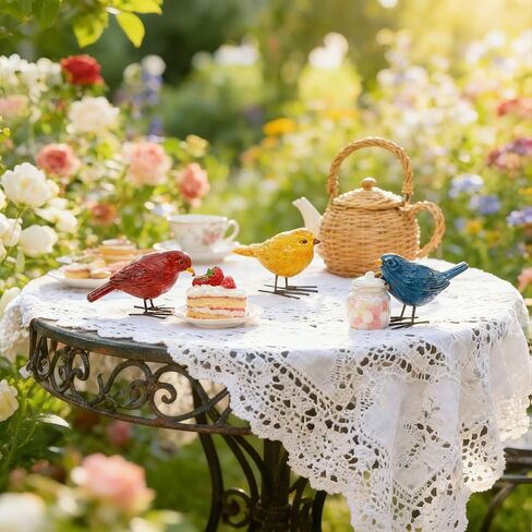 DiliComing Bird Figurines Home Decor - 3 Pcs Small Resin Animal Statues, Decorative Colorful Birds Sculpture for Shelf Desk Garden Decorations, Gift for Bird Lover in Kuwait