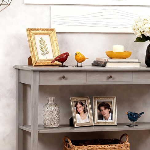 DiliComing Bird Figurines Home Decor - 3 Pcs Small Resin Animal Statues, Decorative Colorful Birds Sculpture for Shelf Desk Garden Decorations, Gift for Bird Lover in Kuwait