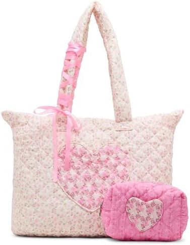 Madden Girl AELIS 2 PC Tote Set, Pink Floral/Bows in Saudi Arabia