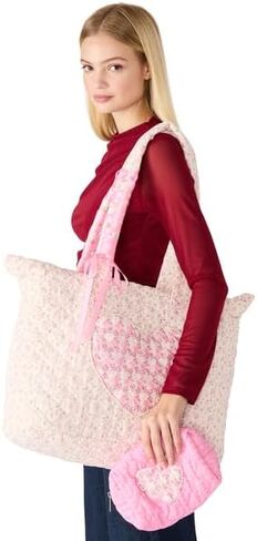 Madden Girl AELIS 2 PC Tote Set, Pink Floral/Bows in Saudi Arabia