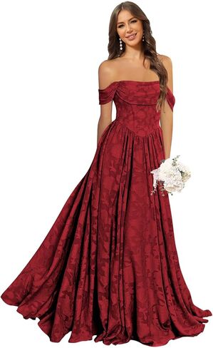 BOLENSYE Floral Bridesmaid Dresses Long Formal Dress Off the Shoulder A Line Ruffles Evening Party Gown for Women in Kuwait