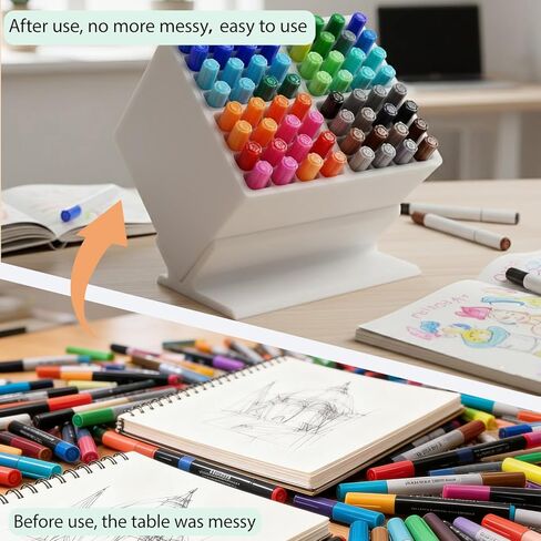 Marker Storage Organizer, 48 Slots 12mm Marker Storage, Vertical/45° Angle Placement, Desk Marker Organizer With Dividers, For Home and Office in Kuwait