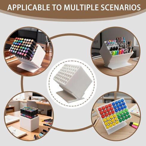 Marker Storage Organizer, 48 Slots 12mm Marker Storage, Vertical/45° Angle Placement, Desk Marker Organizer With Dividers, For Home and Office in Kuwait