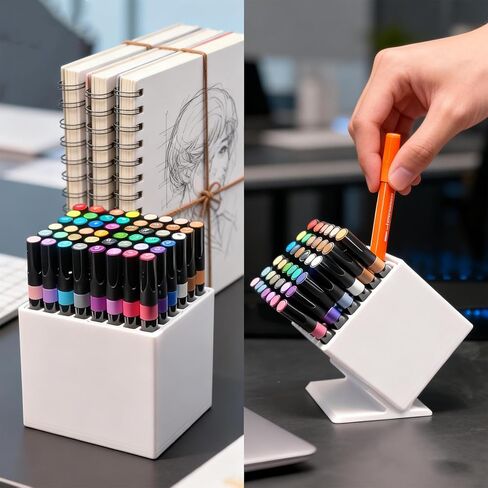 Marker Storage Organizer, 48 Slots 12mm Marker Storage, Vertical/45° Angle Placement, Desk Marker Organizer With Dividers, For Home and Office in Kuwait