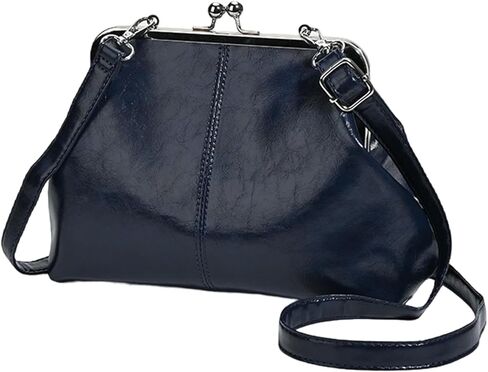 قبلة قفل حقيبة كروسبودي بو حقائب كتف جلدية للنساء قبلة المشبك حقيبة يد العصرية حمل المحفظة مساء مخلب in Kuwait