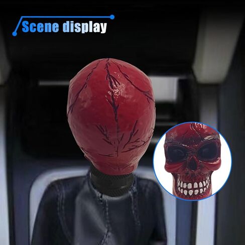 Skull Car Gear Shift Knob, Cool Stick Shift Knob, Big Tooth Skull Shifter Stick Handle Head with Adapters, Car Shifting Lever for Most Manual Automatic Transmission Vehicle (Red) in Saudi Arabia