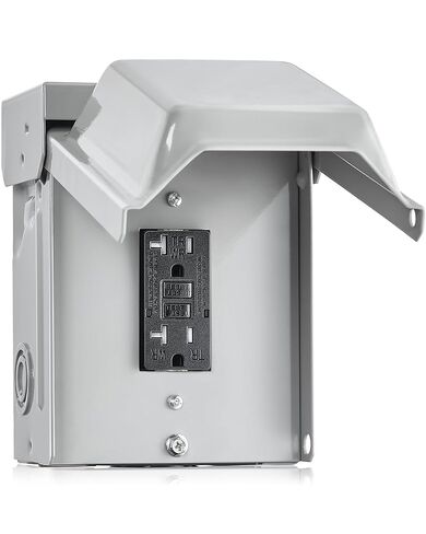 SURAIELEC Outdoor Outlet Box, 20 AMP WRTR GFCI Receptacle, Rainproof 3R Enclosure, Weatherproof All Metal Electrical Outlet Cover, Power Plug for Halloween Decorations, Patio Lights, ETL Listed in Kuwait