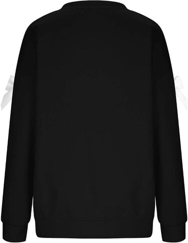 Women Oversized Sweatshirts Plus Size Fashion Bow Drop Shoulder Long Sleeve Comfy Pullover Sweatshirt Fall Outfits in Saudi Arabia