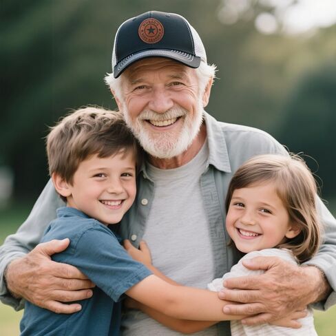 Waldeal Worlds Best Grandpa Trucker Hat with Leather Patch, Adjustable Grandfather Mesh Snapback Baseball Cap for Men Black in Saudi Arabia