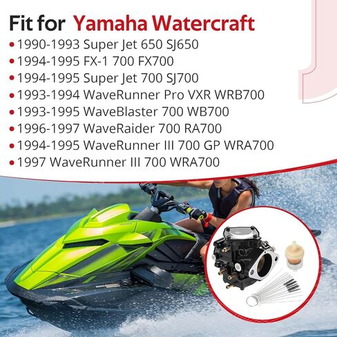 JAVIK Carburetor Carb With Fuel Filter Clean Brushes For Yamaha Mikuni 44MM Personal Watercraft Super Jet FX-1 WaveRunner WaveRaider WaveBlaster 650 700 1990-1997 O.E.M# 61X-14301-02-00 in Kuwait