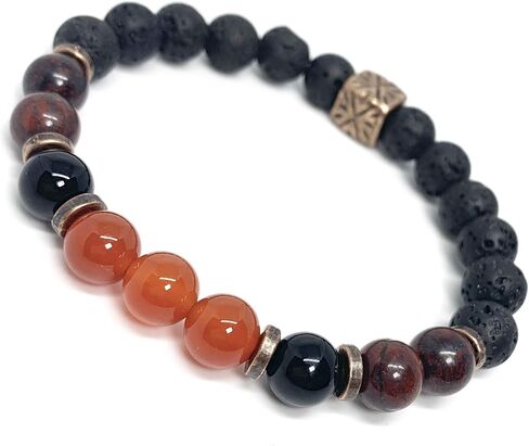 Triple Protection Gemstone Bracelet- Healing energy jewelry- Triple protection crystals Carnelian, Bloodstone,Black Onyx, Lava stones- Gifts for men- Aromatherapy- Essential Oil Diffuser in Saudi Arabia