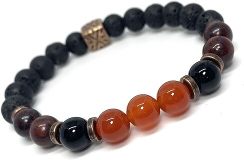 Triple Protection Gemstone Bracelet- Healing energy jewelry- Triple protection crystals Carnelian, Bloodstone,Black Onyx, Lava stones- Gifts for men- Aromatherapy- Essential Oil Diffuser in Saudi Arabia