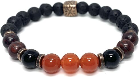 Triple Protection Gemstone Bracelet- Healing energy jewelry- Triple protection crystals Carnelian, Bloodstone,Black Onyx, Lava stones- Gifts for men- Aromatherapy- Essential Oil Diffuser in Saudi Arabia