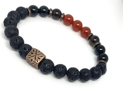 Triple Protection Gemstone Bracelet- Healing energy jewelry- Triple protection crystals Carnelian, Bloodstone,Black Onyx, Lava stones- Gifts for men- Aromatherapy- Essential Oil Diffuser in Saudi Arabia