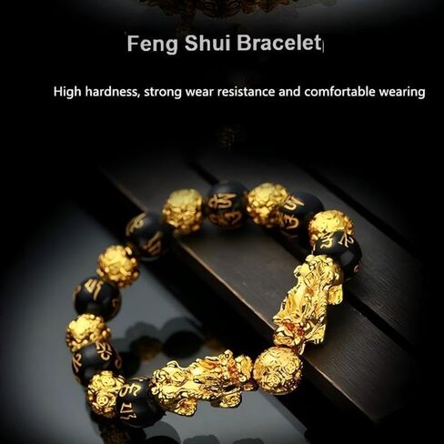Feng Shui Bracelet, Black Obsidian Pixiu Bracelet for Wealth, for Men Women with Gift Box in Saudi Arabia